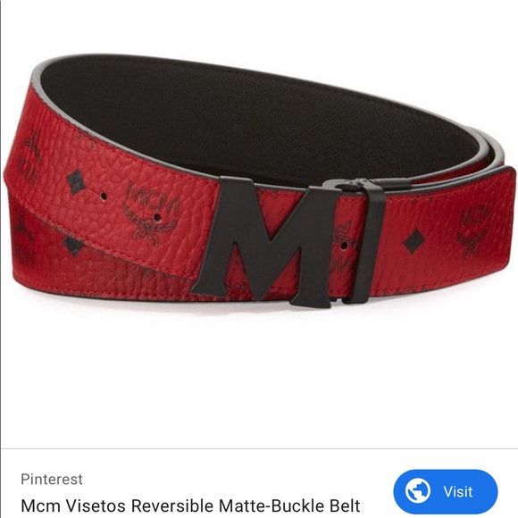 red and white mcm belt